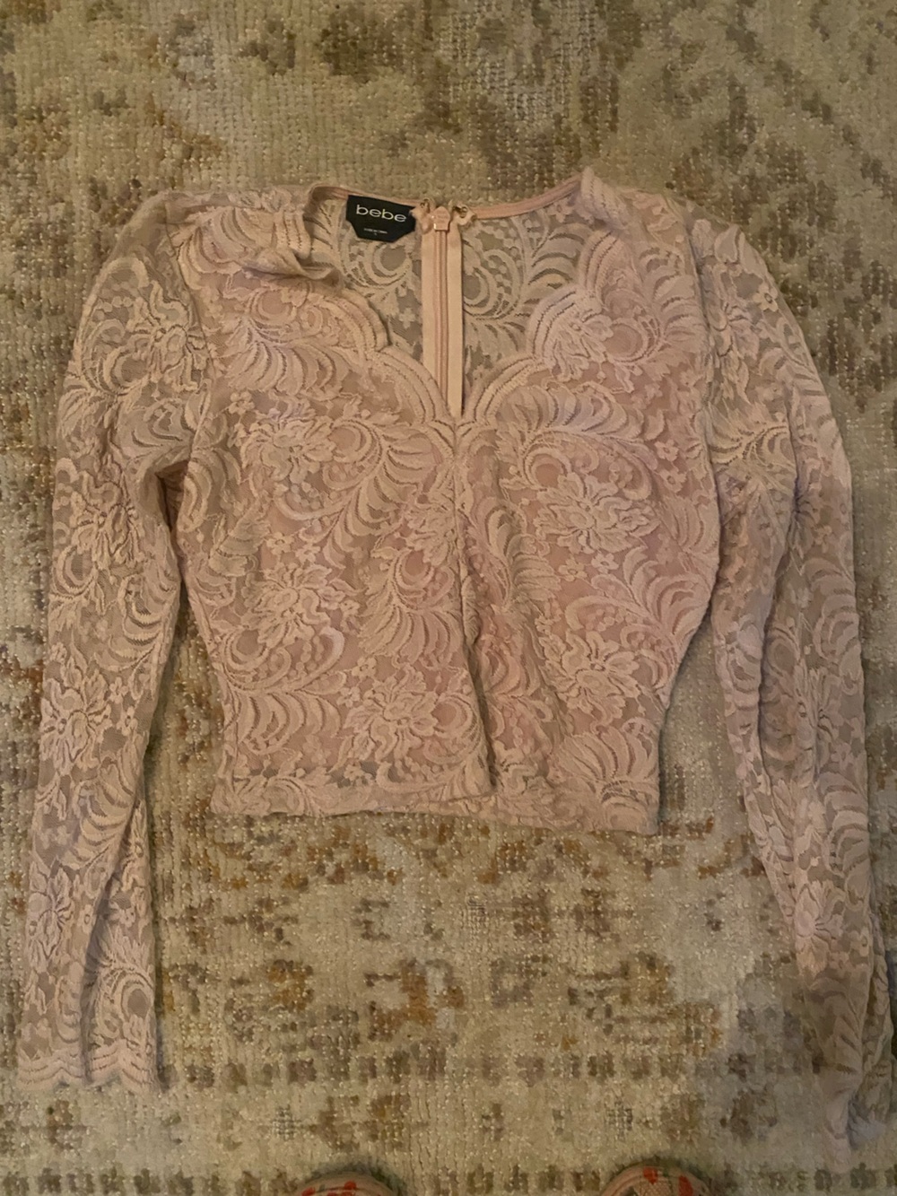 bebe Pink Lace Zip-Front Blazer